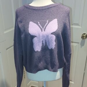 No Boundaries Lavender Butterfly Sweater #008